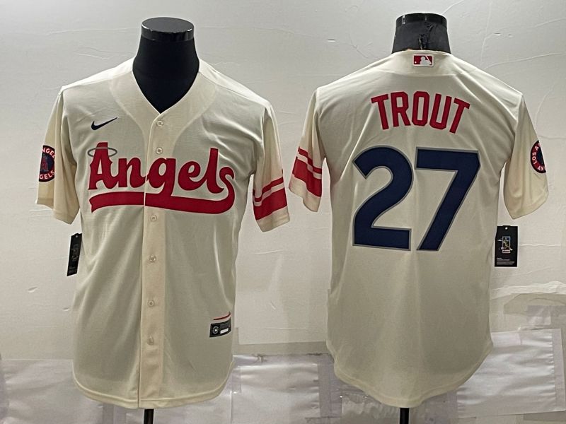 Men Los Angeles Angels 27 Trout Cream City Edition Game Nike 2022 MLB Jersey